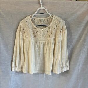 Embroidered  cut-work short top